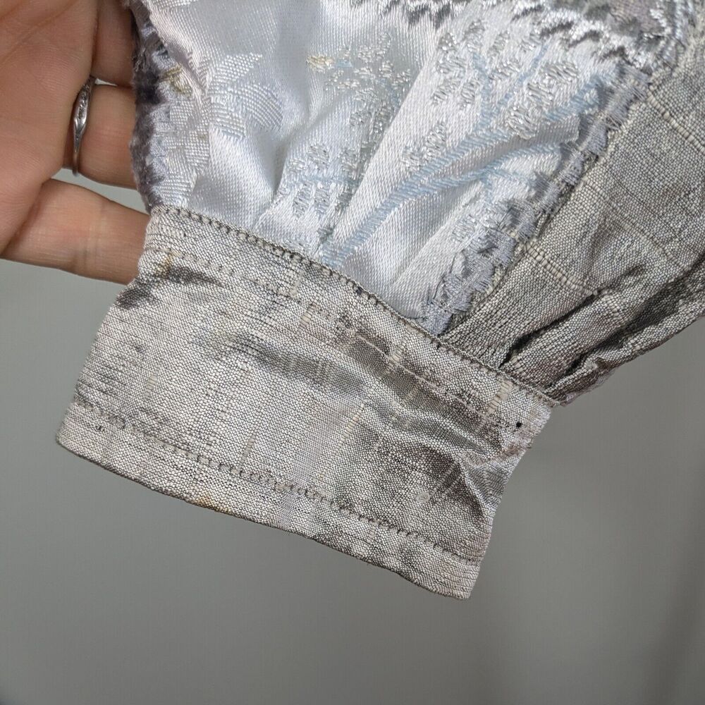 Y2K Patchwork Velvet Jacket XS Gray Silver Lace 90s Eclectic Artsy Whimsigoth - Picture 9 of 16